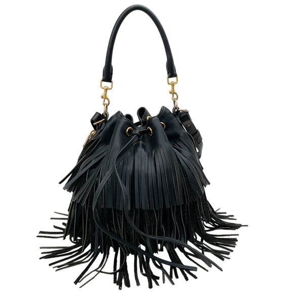 Saint Laurent Handbags - Saint Laurent Black Leather Fringe Emmanuelle Shoulder Bag